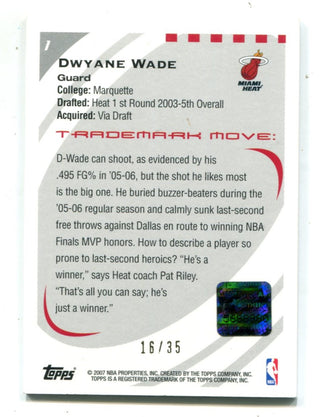 Dwyane Wade 2006 Topps Trademark Moves #1 Autographed Card  /35