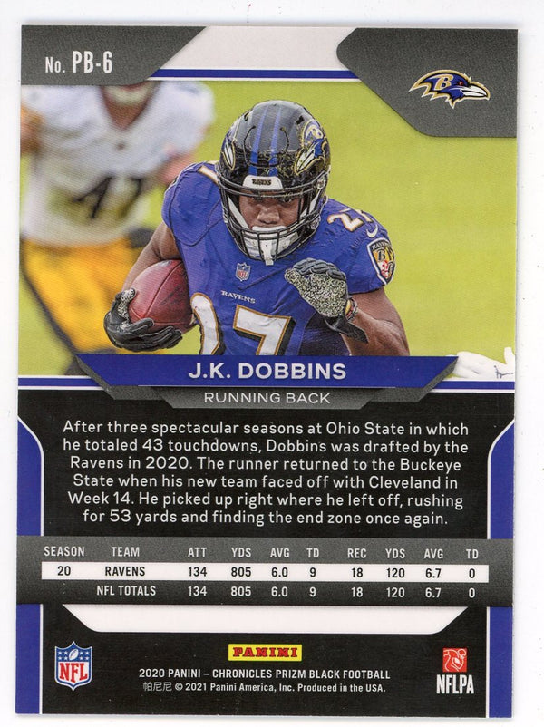 J.K. Dobbins 2020 Panini Chronicles Prizm Black Rookie Card #PB-6