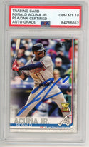 Ronald Acuna Jr. 2019 Topps Autographed Card PSA Auto 10