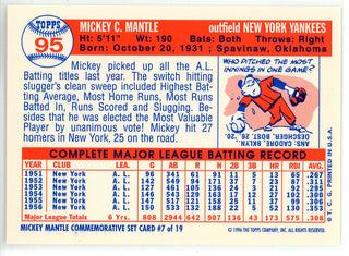 Mickey Mantle 1996 Topps Mickey Mantle Commemorative Set Card #7