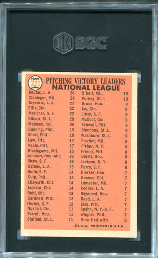 N.L Pitching Leaders  1966 Topps #223 SGC 5 Card