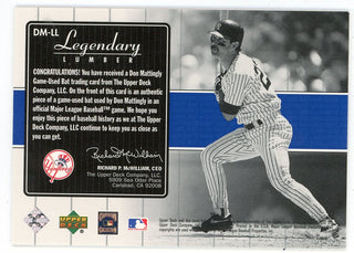 Don Mattingly 2000 Upper Deck Legendary Lumber Bat Card #DM-LL