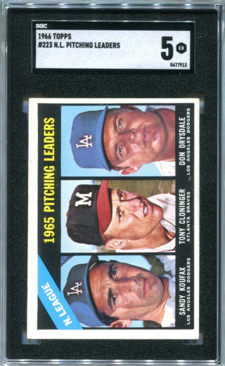 N.L Pitching Leaders  1966 Topps #223 SGC 5 Card