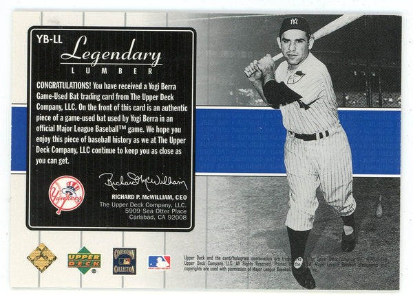 Yogi Berra 2000 Upper Deck Legendary Lumber Bat Relic #YB-LL