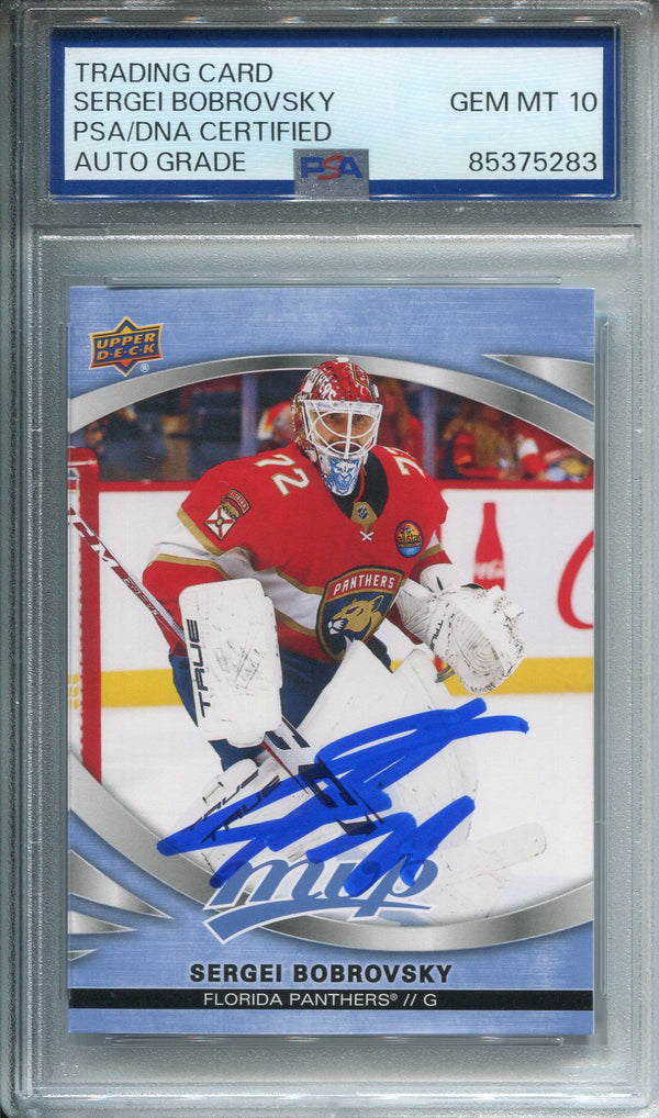 Sergei Bobrovsky Autographed Upper Deck Card PSA Authentic Auto Grade 10