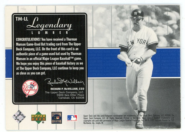 Thurman Munson 2000 Upper Deck Legendary Lumber Bat Relic #TM-LL