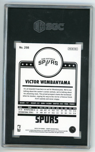 Victor Wembanyama 2023-24 Panini Hoops Rookie Card #298 SGC 10