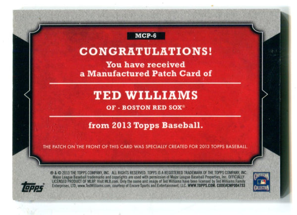 Ted Williams 2013 Topps #MCP6 Patch Card