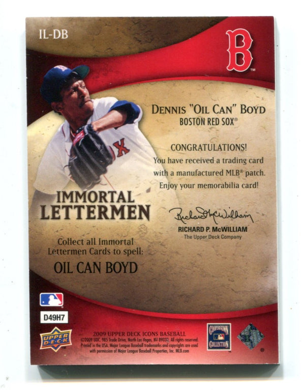 Dennis "Oil Can" Boyd Upper Deck Immortal Letterman Icons Jersey Card /40