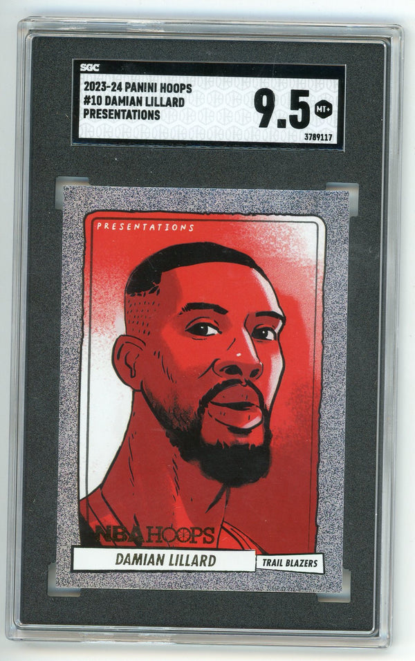 Damian Lillard 2023-24 Panini Hoops Presentations #10 SGC 9.5