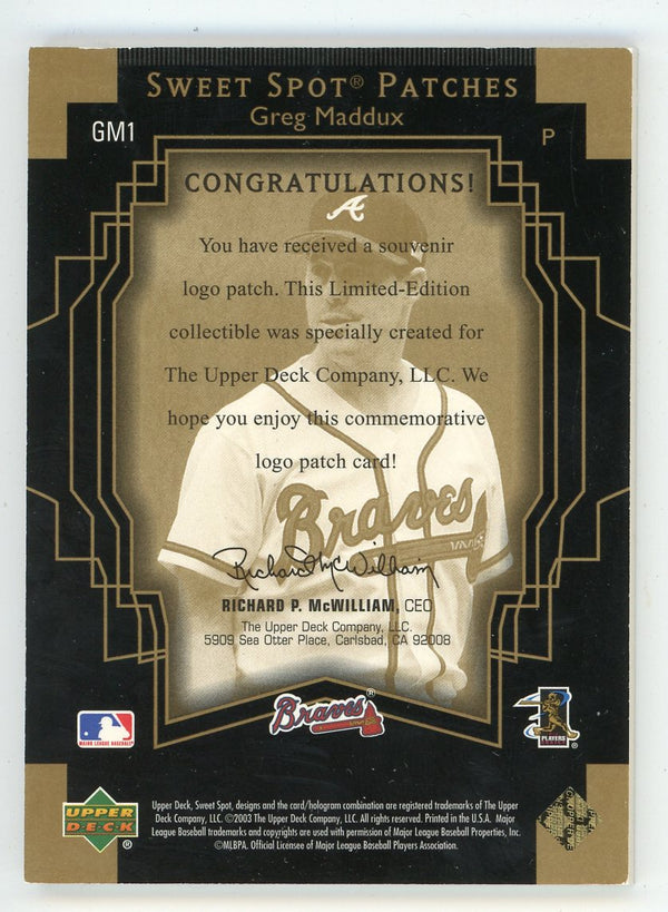 Greg Maddux 2003 Upper Deck Sweet Spot Patches #GM1