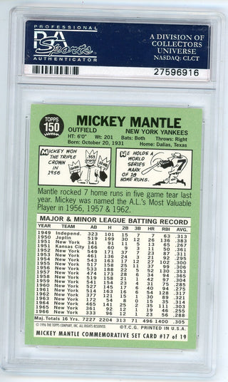 Mickey Mantle 1996 Topps 1967 Reprint #17 PSA 10