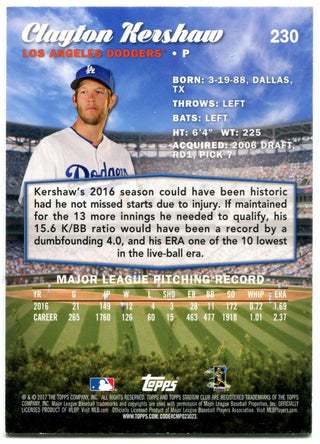 Clayton Kershaw Topps Stadium Club 2017