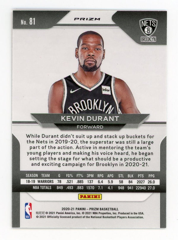 Kevin Durant 2021 Panini Orange Prizm #81 Card