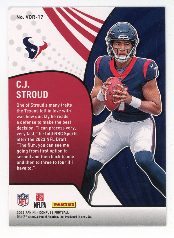 CJ Stroud 2023 Panini Donruss Vortex Rookie Card #VOR-17