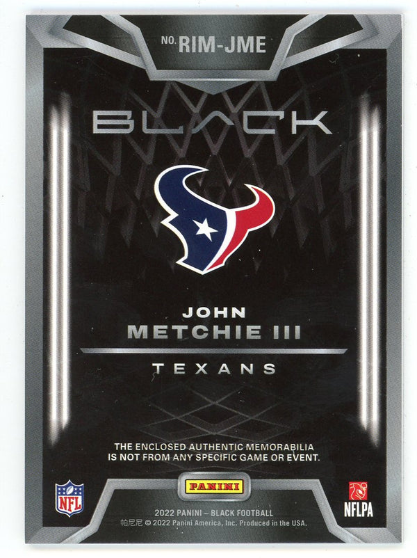 John Metchie III 2022 Panini Black Rookie Influx Patch Relic Rookie Card #RIM-JME