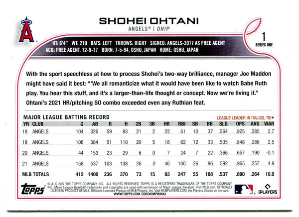 Shohei Ohtani Topps 2022