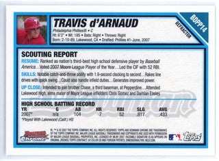 Travis d'Arnaud 2007 Bowman Chrome Refractor 1st Bowman Card #BDPP14