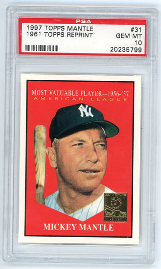 Mickey Mantle 1997 Topps Mantle Reprint #31 PSA 10