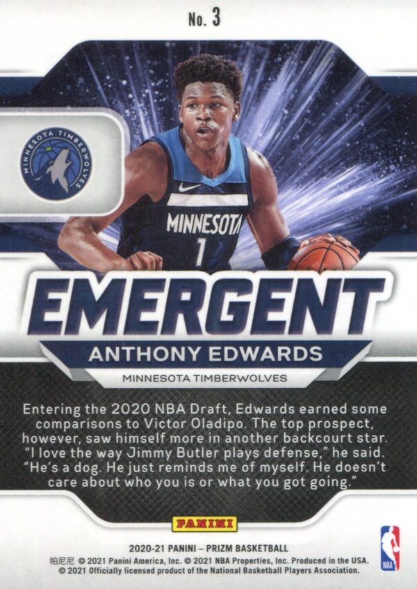 Anthony Edwards 2020-21 Panini Prizm Rookie Card #3