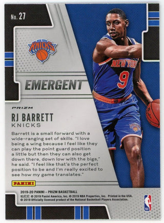 RJ Barrett 2019 Panini Emergent Prizm #27 Card