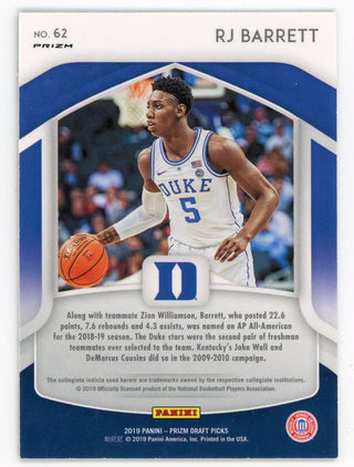 RJ Barrett 2019 Panini All American Prizm #62 Card