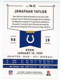 Jonathan Taylor 2020 Panini Chronicles Rookie Card #PA-12