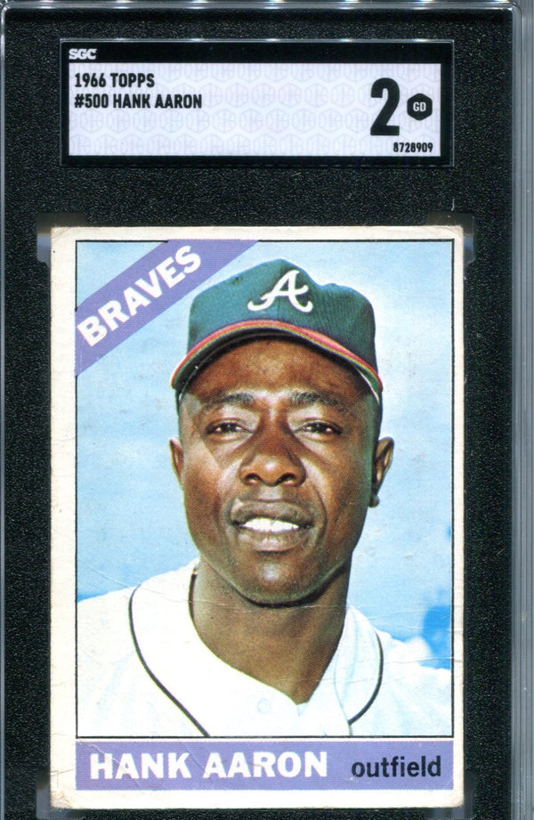 Hank Aaron 1966 Topps #500 SGC 2 Card