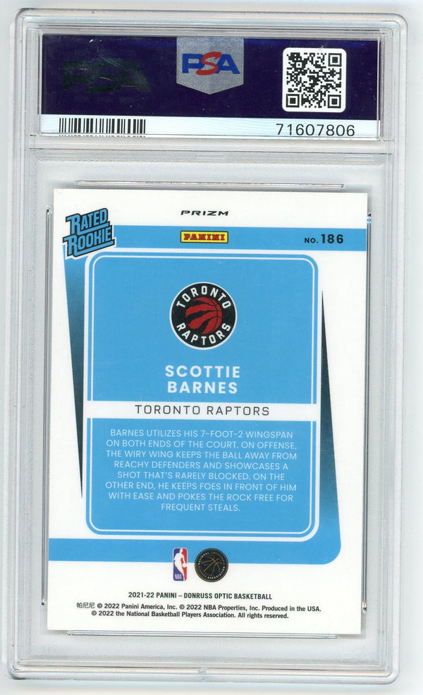 Scottie Barnes 2021-22 Panini Donruss Optic Rated Rookie Red Prizm #186 (PSA 9)