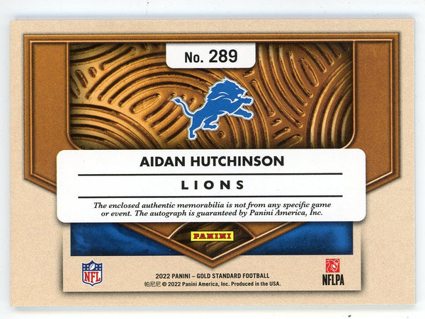 Aidan Hutchinson Autographed 2022 Panini Gold Standard Rookie Card #289