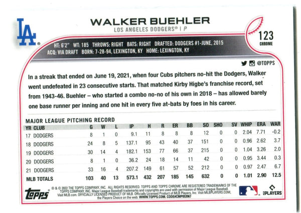 Walker Buehler Topps Chrome 2023