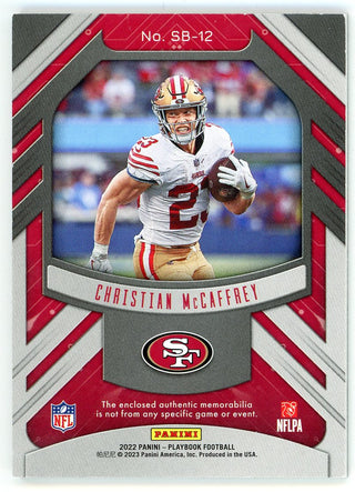 Christian McCaffrey 2022 Panini Playbook Patch Relic Sunday's Best Card #SB-12