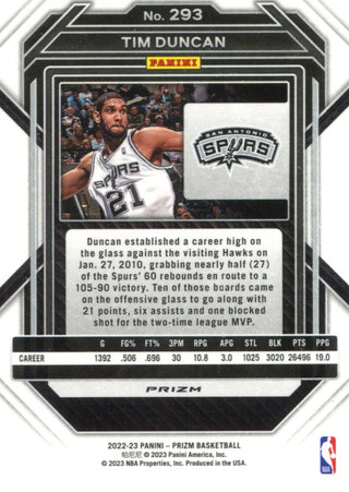 Tim Duncan 2022-23 Panini Prizm Card #293