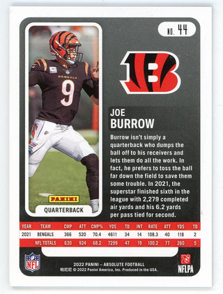 Joe Burrow 2022 Panini Absolute Card #44