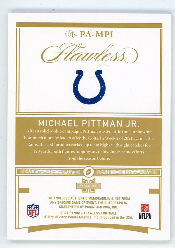 Michael Pittman Jr. 2021 Panini Flawless Patch Relic Autographed #PA-MPI