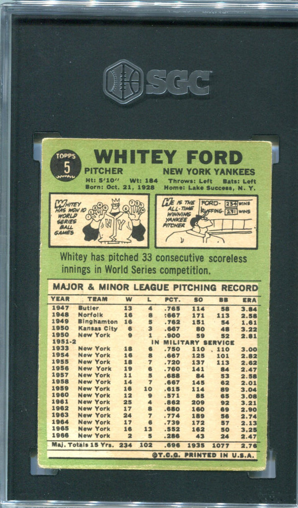 Whitey Ford 1967 Topps #5 SGC 3 Card