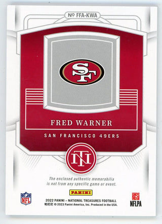 Fred Warner 2022 Panini National Treasure Patch Relic #FFA-KWA