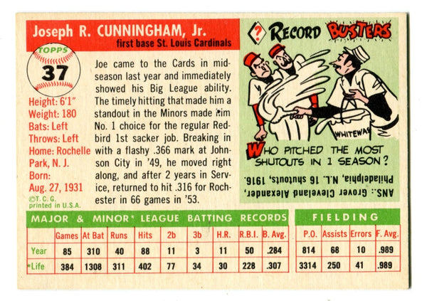 Joe Cunningham 1955 Topps #37 Card