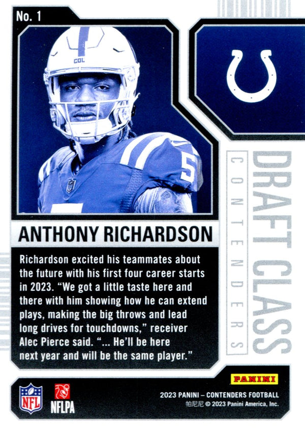 Anthony Richardson 2023 Panini Contenders Rookie Card #1