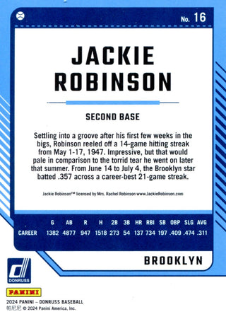 Jackie Robinson 2024 Panini Donruss Card #16 #41/249