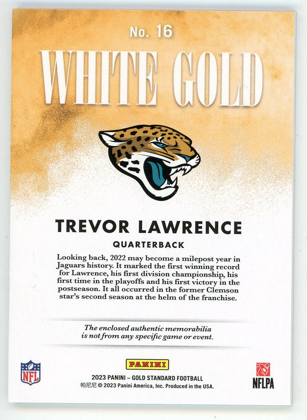 Trevor Lawrence 2023 Panini Gold Standard White Gold Patch Relic #16