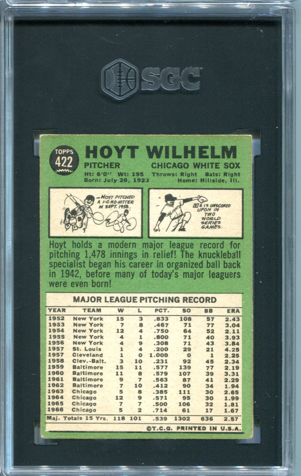 Hoyt Wilhelm 1967 Topps #422 SGC 5 Card