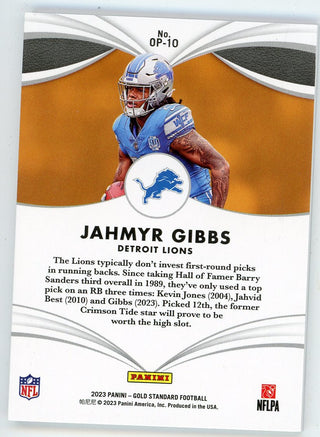 Jahmyr Gibbs 2023 Panini Gold Standard Rookie Card #OP-10