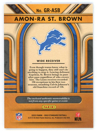 Amon-Ra St. Brown 2023 Panini Gold Standard Gold Rush Patch Relic #GR-ASB