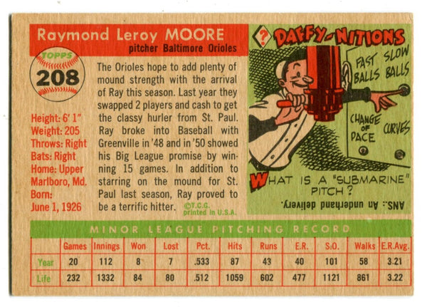 Ray Moore 1955 Topps #208 Card