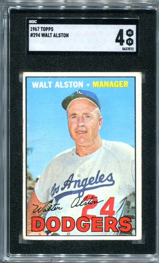 Walt Alston 1967 Topps Card #294 SGC 4 Card