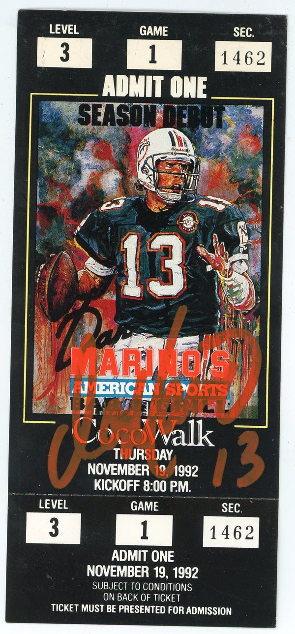 Dan Marino Autographed Ticket November 19, 1992