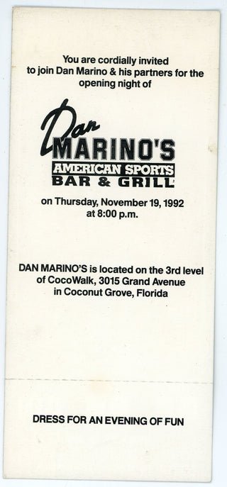 Dan Marino Autographed Ticket November 19, 1992