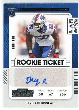 Greg Rousseau Autographed 2021 Panini Contenders Rookie Ticket Card #158