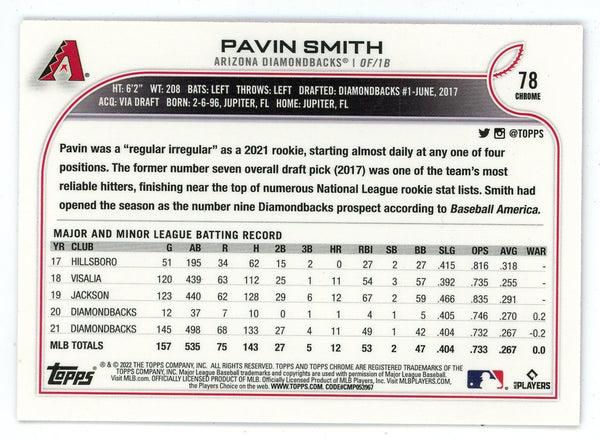 Pavin Smith 2022 Topps Chrome Pink #78